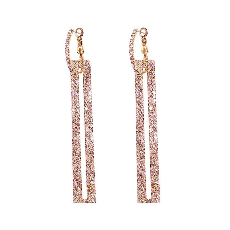 QJLE Rhinestone Long Rose Gold Earrings Dangle Drop Earrings for Women Hypoallergenic Dainty Cute Dangling Earings for Women Trendy Jewelry - Image 1